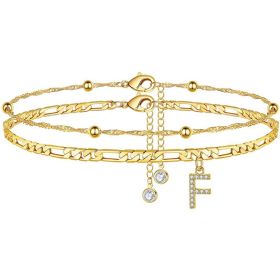 26 Letters Anklet Zircon Letters Simple (Option: F)