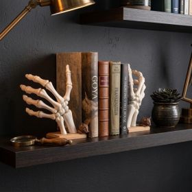 Skeleton Hand Bookend Gothic Book Holder, Halloween Bone Hand Bookshelf Organizer, Spooky Desk & Home Decor (Option: Left Hand  1PC-1PC-Gothic)