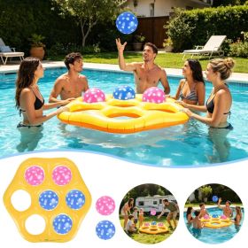 1Pc Inflatable Tic-Tac-Toe Pool Game Set with 7 Balls Summer Water Toy Portable Inflatable Game for Pool Beach Backyard (Option: Orange Yellow)