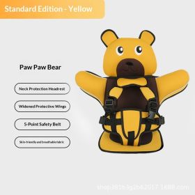 Infant Safe Seat Mat Portable Baby Safety Seat Children's Chairs Updated Version Thickening Sponge Kids Car Stroller Seats Pad (Option: Yellow lying bear)